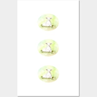 Lamb in the grass, oval shape Posters and Art